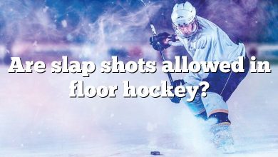 Are slap shots allowed in floor hockey?