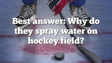 Best answer: Why do they spray water on hockey field?