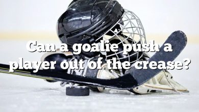 Can a goalie push a player out of the crease?