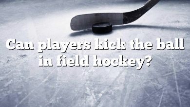 Can players kick the ball in field hockey?