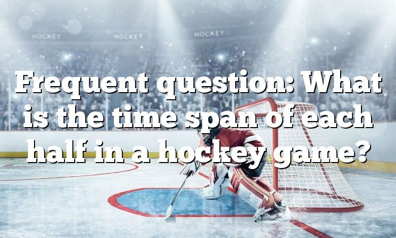 Frequent question: What is the time span of each half in a hockey game?