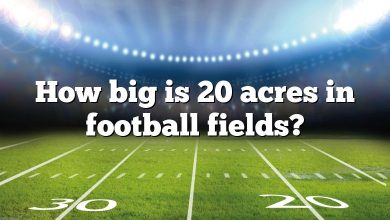 How big is 20 acres in football fields?