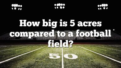 How big is 5 acres compared to a football field?