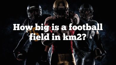 How big is a football field in km2?