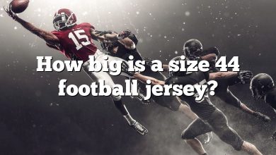 How big is a size 44 football jersey?