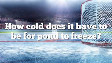 How cold does it have to be for pond to freeze?