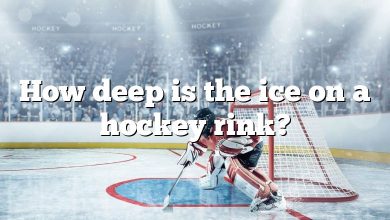 How deep is the ice on a hockey rink?