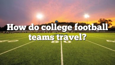 How do college football teams travel?