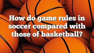 How do game rules in soccer compared with those of basketball?