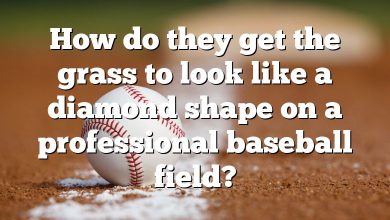 How do they get the grass to look like a diamond shape on a professional baseball field?