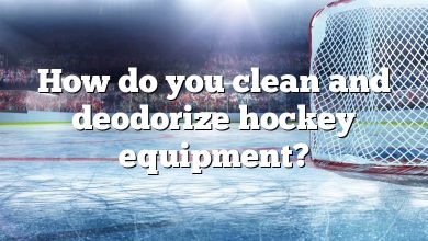 How do you clean and deodorize hockey equipment?