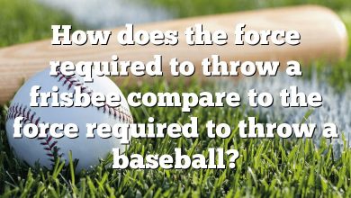 How does the force required to throw a frisbee compare to the force required to throw a baseball?