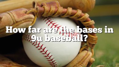 How far are the bases in 9u baseball?