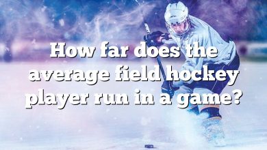 How far does the average field hockey player run in a game?