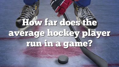 How far does the average hockey player run in a game?