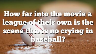 How far into the movie a league of their own is the scene theres no crying in baseball?