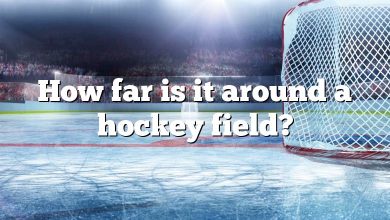 How far is it around a hockey field?