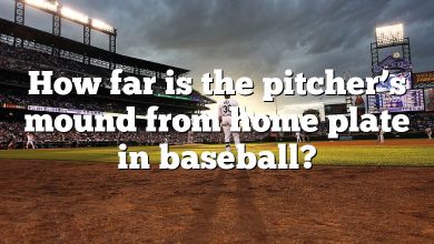 How far is the pitcher’s mound from home plate in baseball?