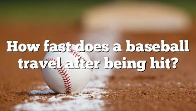 How fast does a baseball travel after being hit?