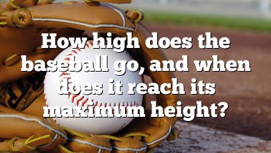 How high does the baseball go, and when does it reach its maximum height?