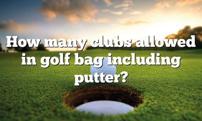 How many clubs allowed in golf bag including putter?