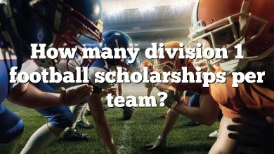 How many division 1 football scholarships per team?