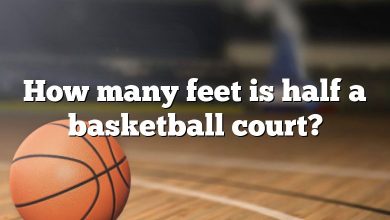 How many feet is half a basketball court?