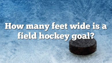 How many feet wide is a field hockey goal?