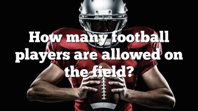 How many football players are allowed on the field?