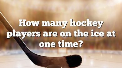 How many hockey players are on the ice at one time?