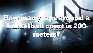 How many laps around a basketball court is 200 meters?