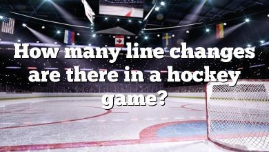 How many line changes are there in a hockey game?