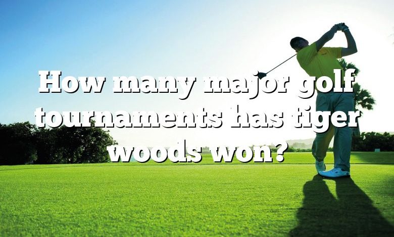 How many major golf tournaments has tiger woods won?