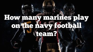 How many marines play on the navy football team?