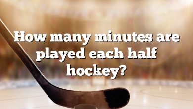 How many minutes are played each half hockey?