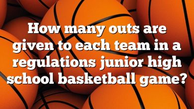 How many outs are given to each team in a regulations junior high school basketball game?