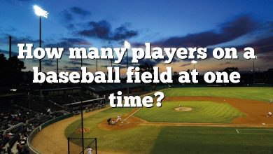 How many players on a baseball field at one time?