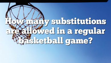 How many substitutions are allowed in a regular basketball game?