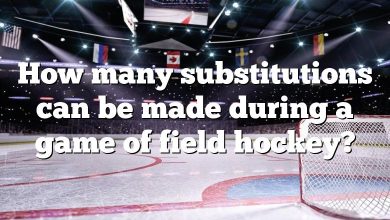 How many substitutions can be made during a game of field hockey?