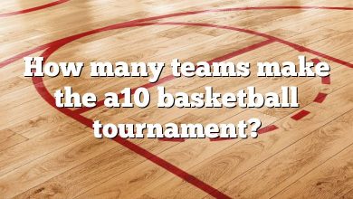 How many teams make the a10 basketball tournament?