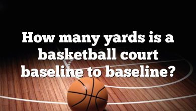 How many yards is a basketball court baseline to baseline?