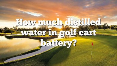 How much distilled water in golf cart battery?