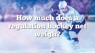 How much does a regulation hockey net weigh?