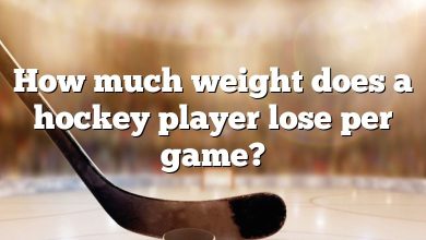 How much weight does a hockey player lose per game?