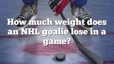 How much weight does an NHL goalie lose in a game?