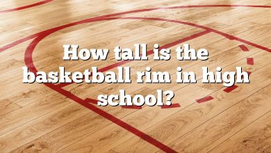 How tall is the basketball rim in high school?