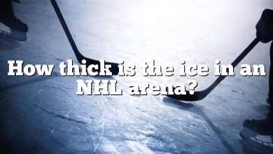 How thick is the ice in an NHL arena?