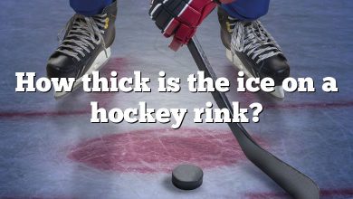 How thick is the ice on a hockey rink?