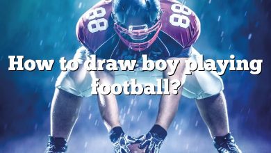 How to draw boy playing football?