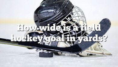 How wide is a field hockey goal in yards?